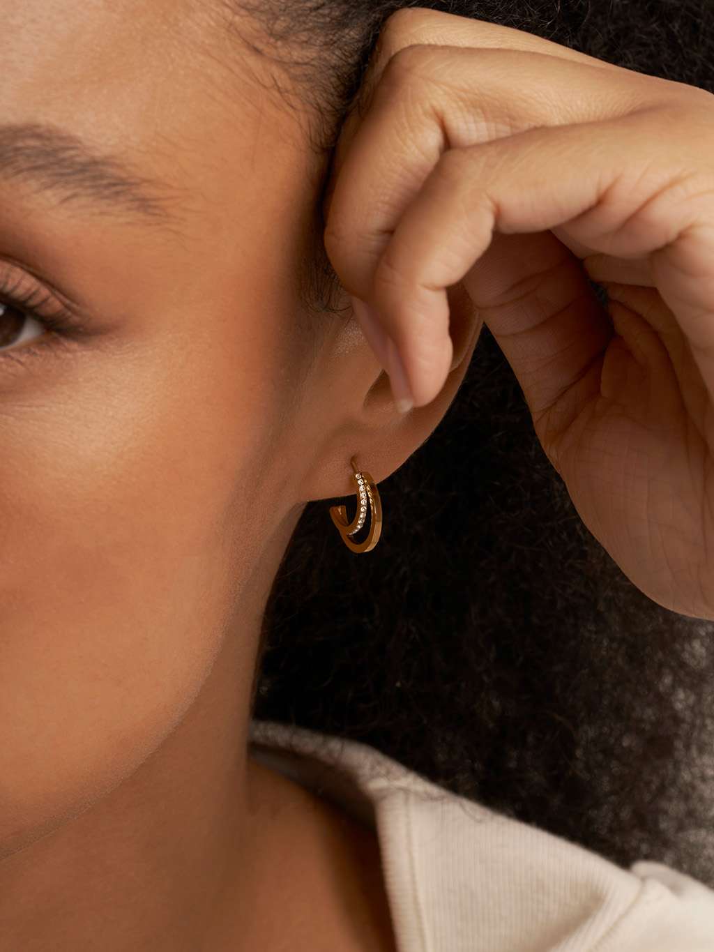 Wavy Zirkonia Ohrringe Gold - Dorose | Wasserfester Schmuck, 18K vergoldet
