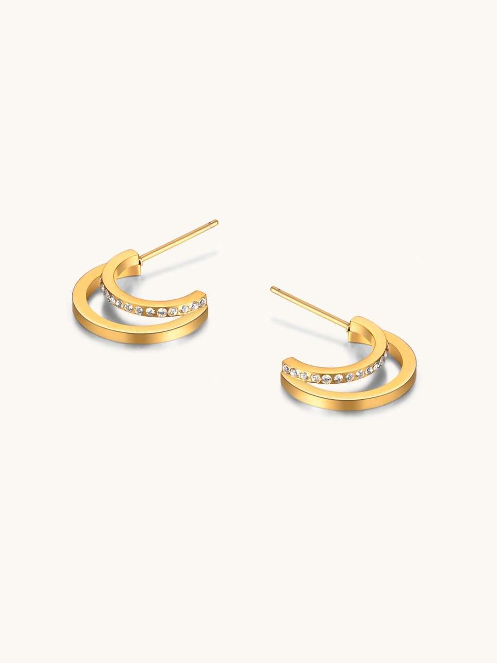 Wavy Zirkonia Ohrringe Gold - Dorose | Wasserfester Schmuck, 18K vergoldet
