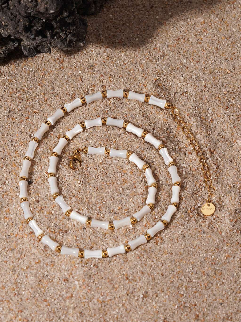White Bamboo Kette Gold - Dorose | Wasserfester Schmuck, 18K vergoldet