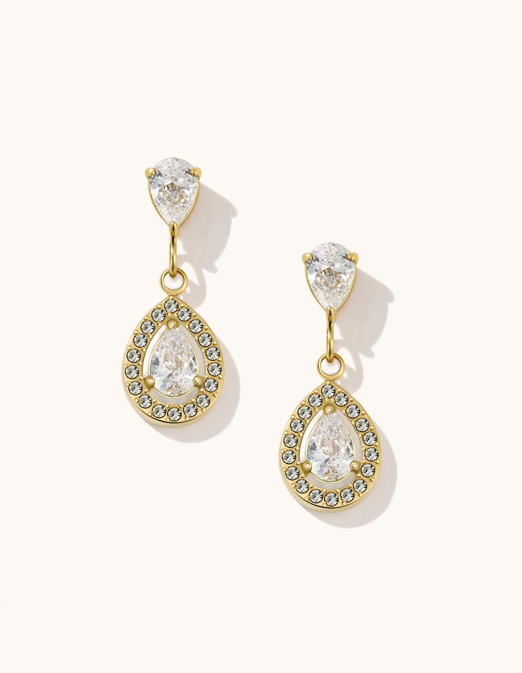 White Romantische Teardrop Ohrringe Gold - Dorose | Wasserfester Schmuck, 18K vergoldet