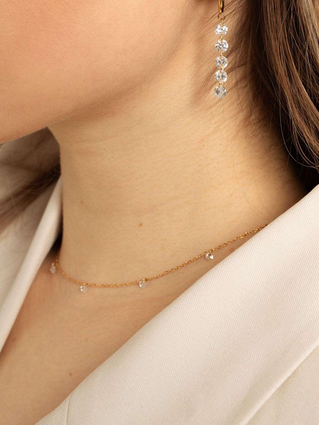 White Shiny Kette Gold - Dorose | Wasserfester Schmuck, 18K vergoldet