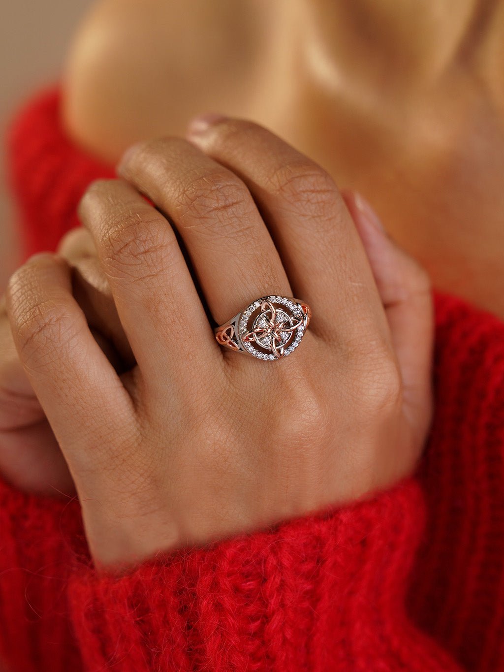 Zweifarbiger Blütenzirkonia Ring - Dorose | Wasserresistent, kein Verfärben
