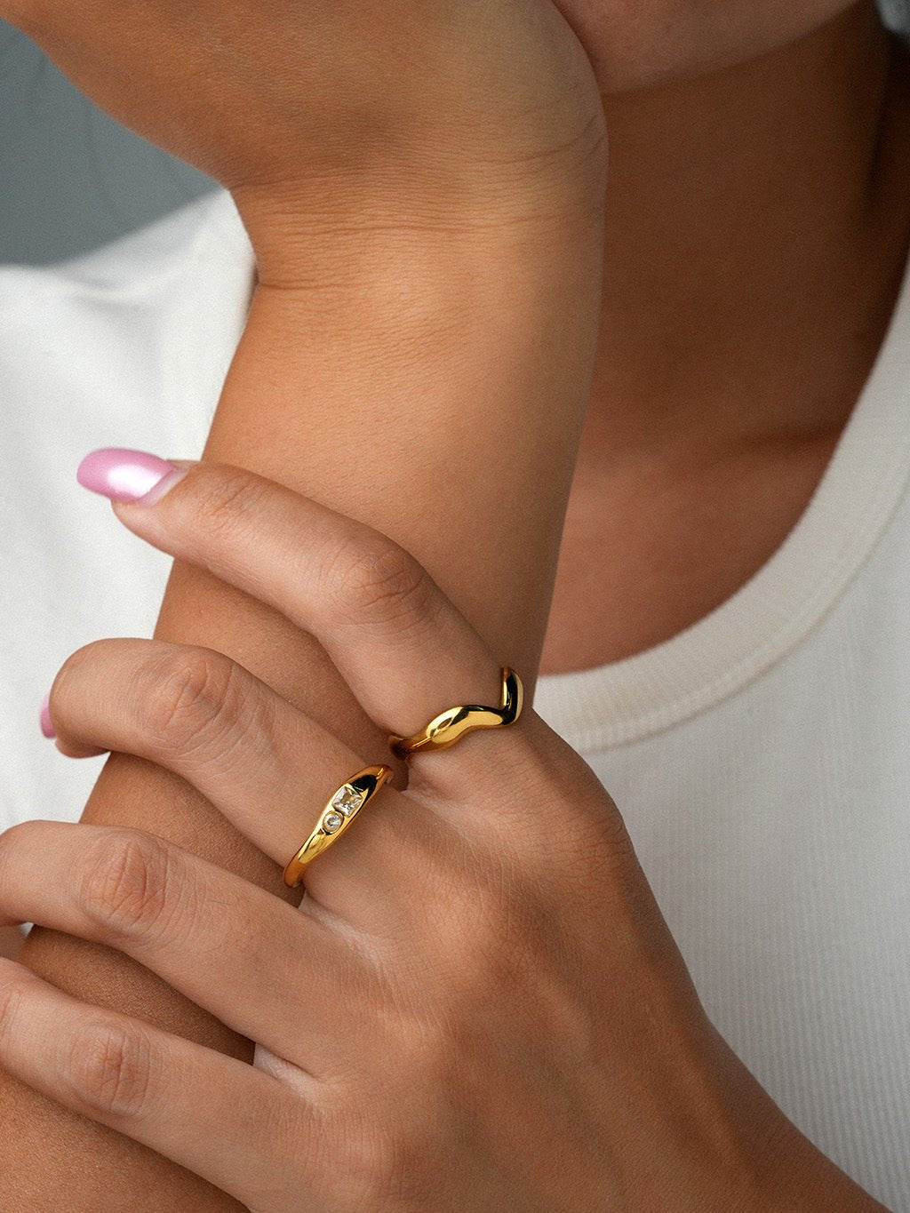 Zweiklang Zirkonia Ring Gold - Dorose | Wasserresistent, kein Verfärben