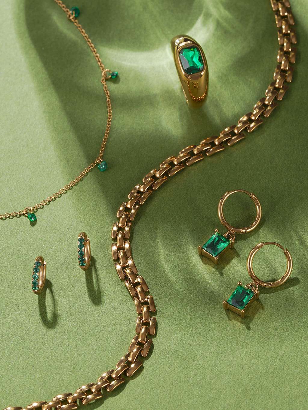 Green Zirconia - Dorose | Wasserfester Schmuck, 18K vergoldet