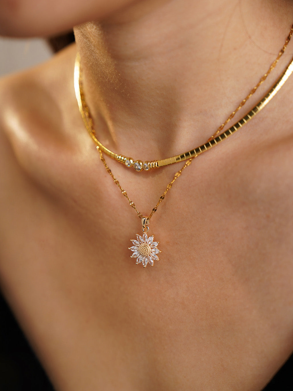 Sparkling Sunflower Kette Gold