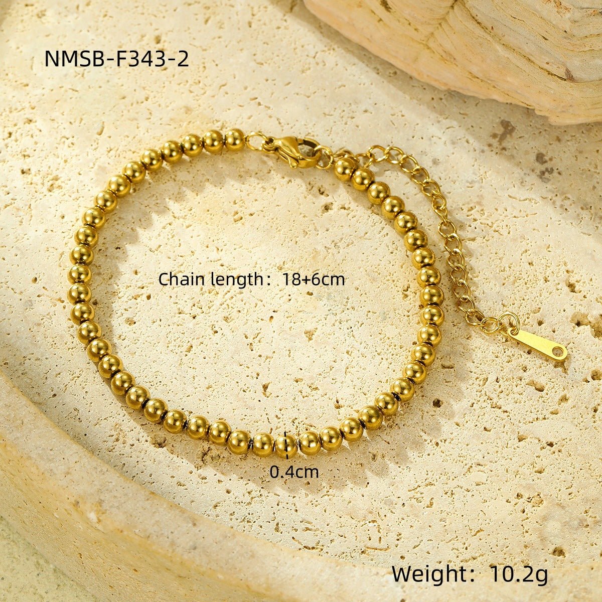 4mm Bead Armband Gold - Dorose | Wasserresistent, kein Verfärben