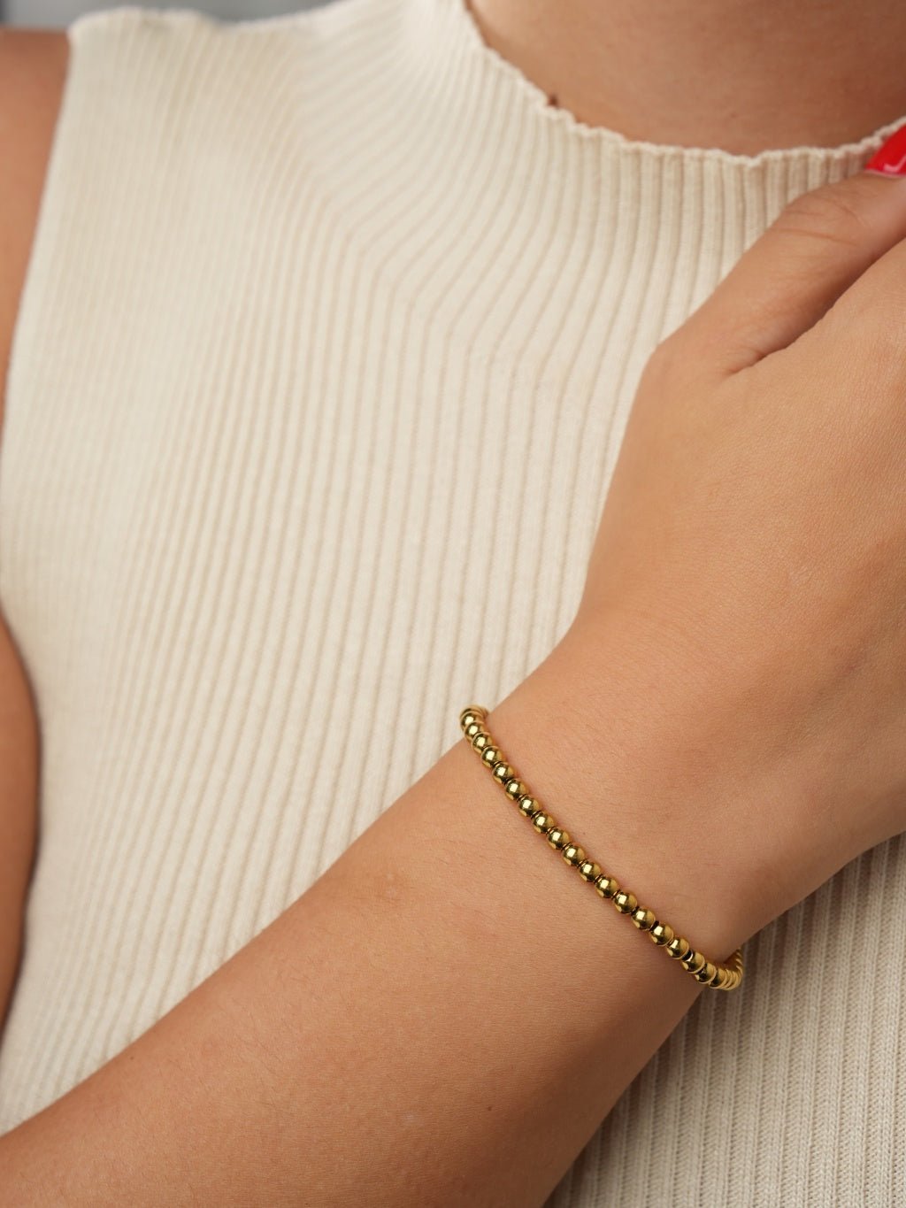 4mm Bead Armband Gold - Dorose | Wasserresistent, kein Verfärben