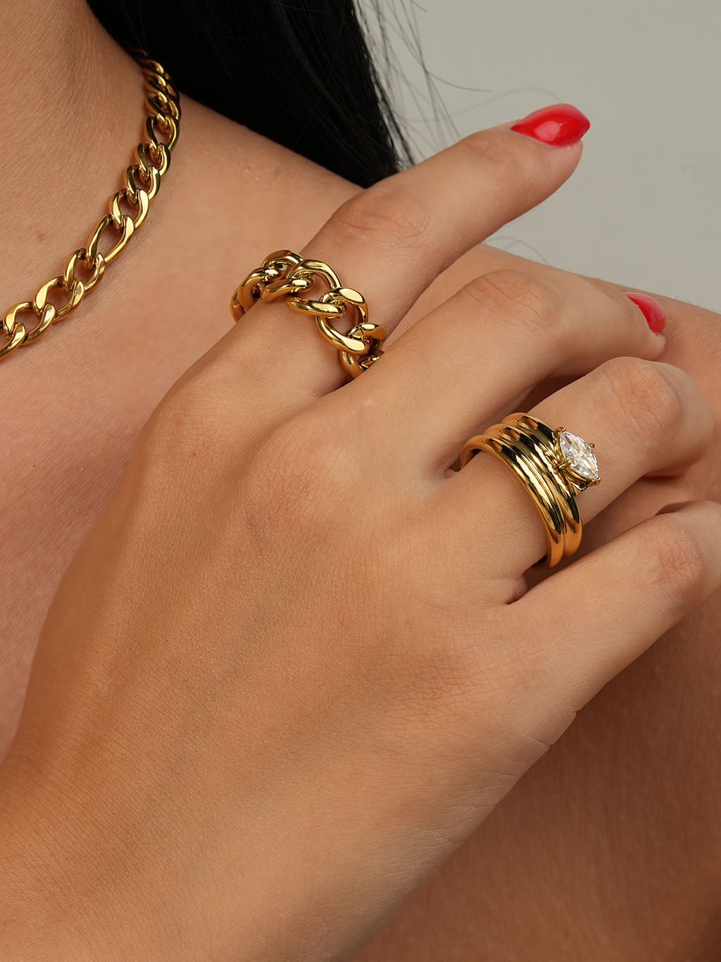 Chain Link Ring Gold 54mm