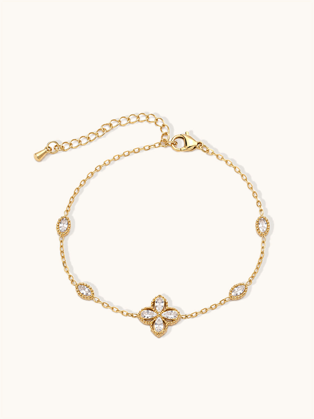Goldenes Kleeblatt Armband mit Zirkonia