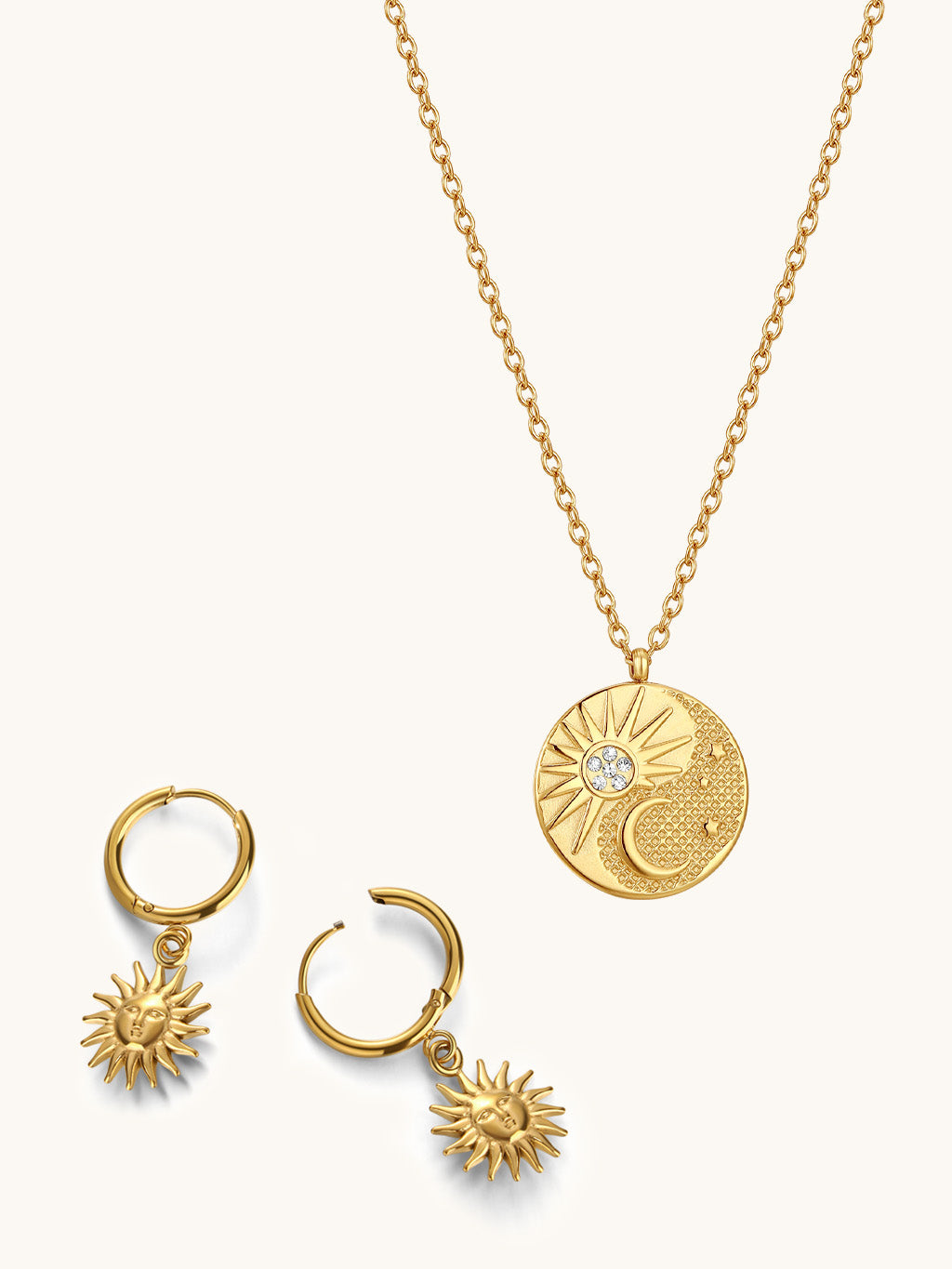 Sonne & Mond Schmuckset Gold