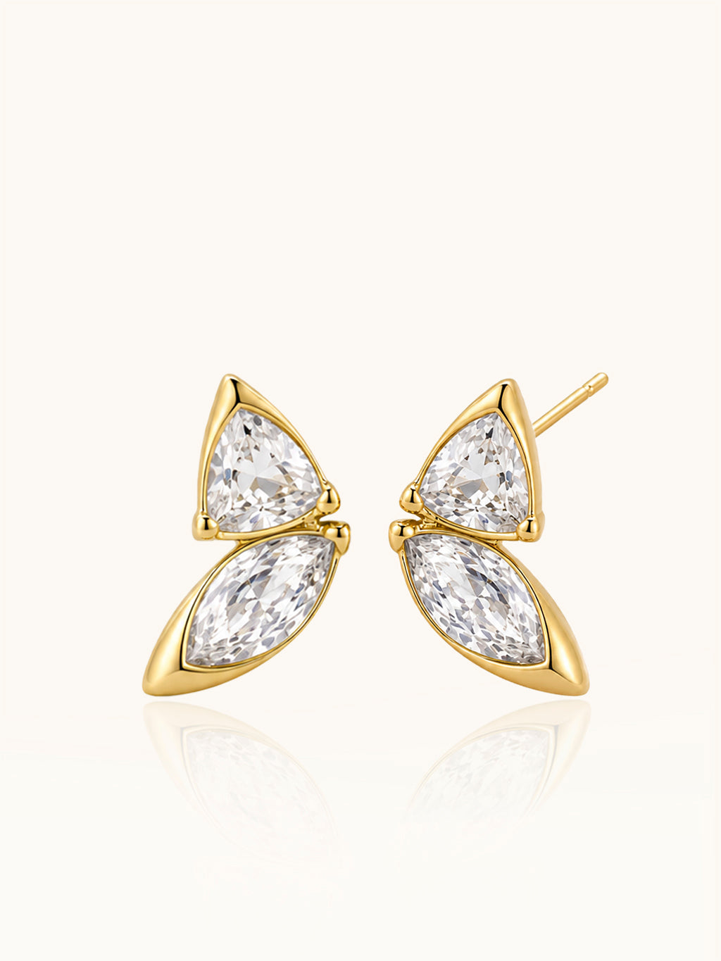 Halber Schmetterling Ohrstecker Gold