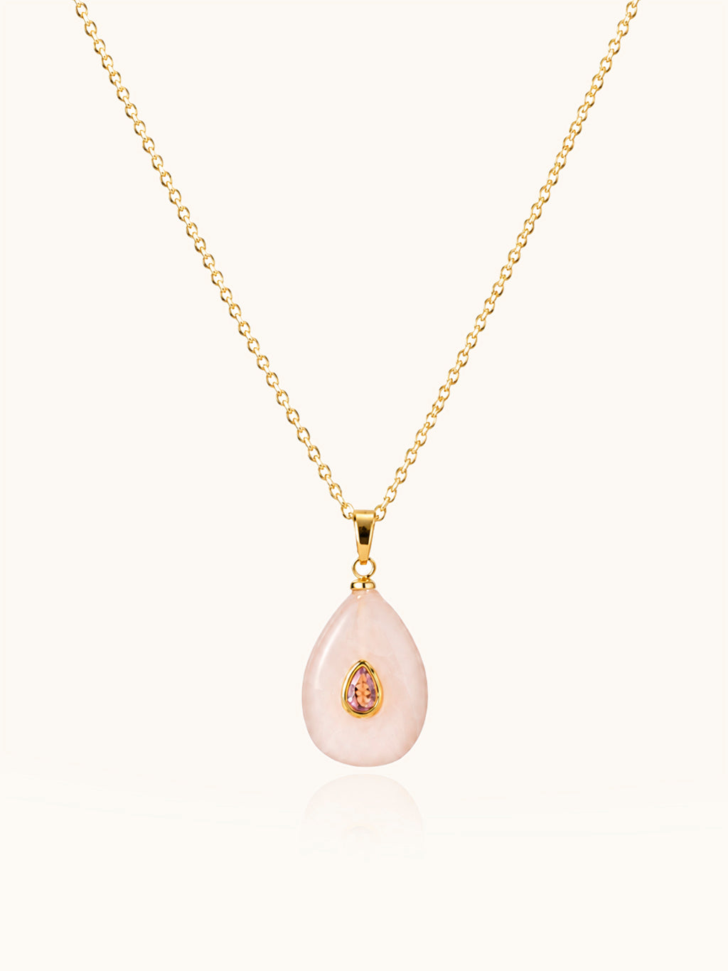 Rosé Tropfen Halskette Gold mit Zirkonia