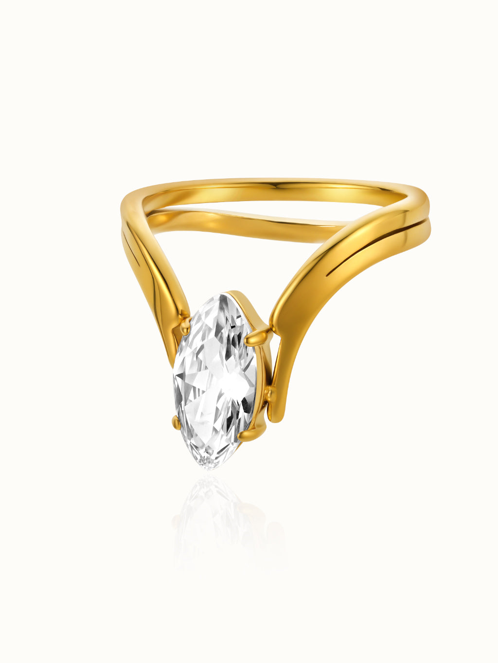 Marquise Zirkonia Wave Ring Gold