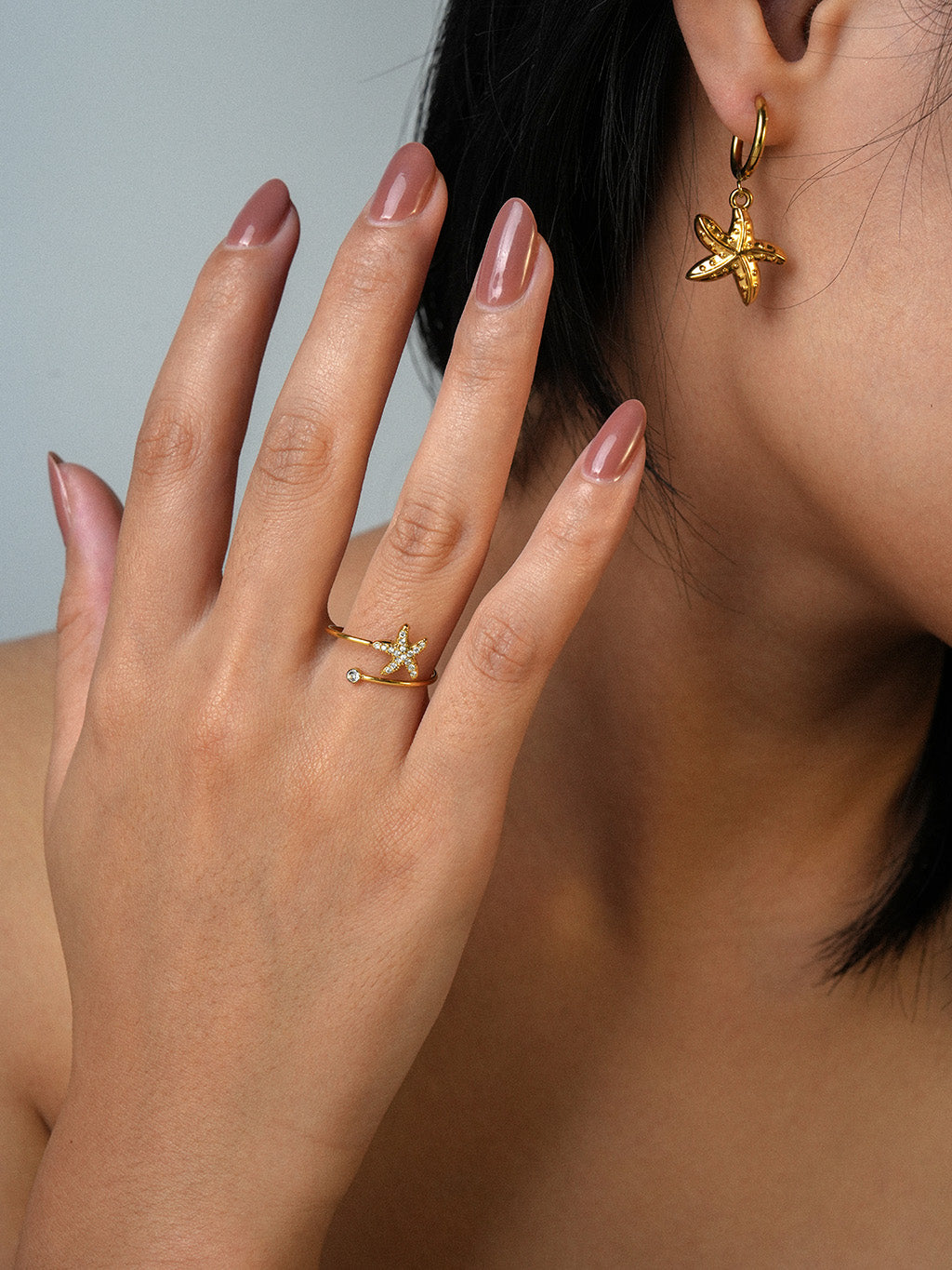 Seestern Ring Gold mit Zirkonia