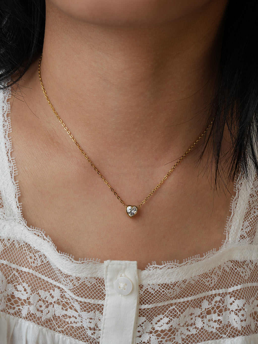 Herz Halskette Gold mit Zirkonia