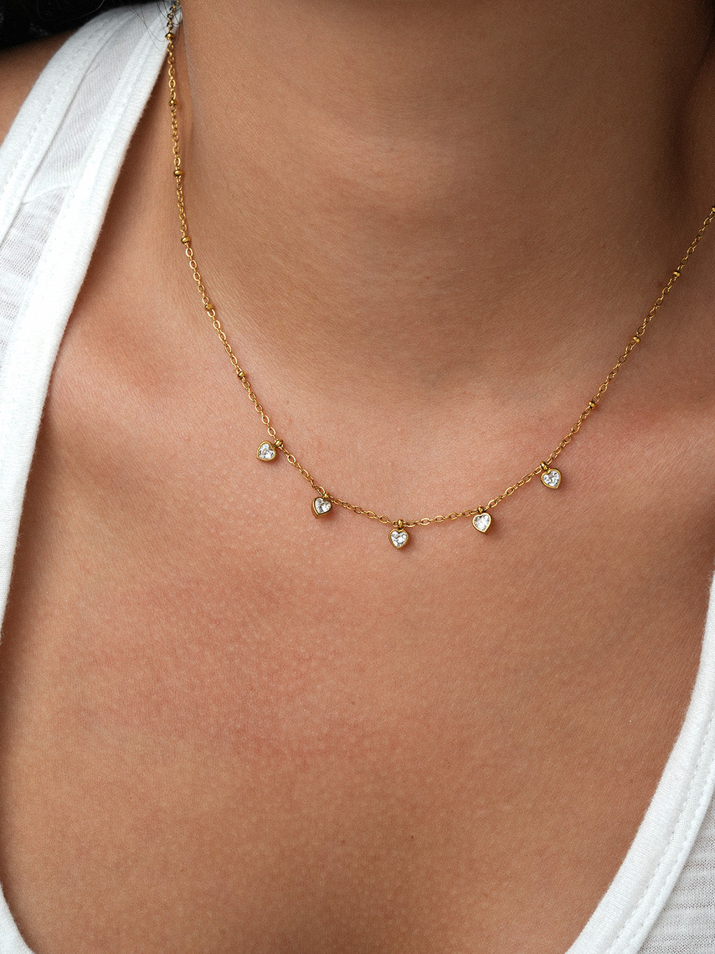 Herz Zirkonia Halskette Gold