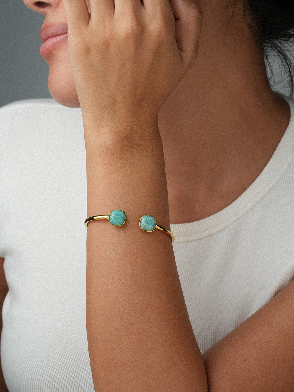 Amazonit Armreif Gold