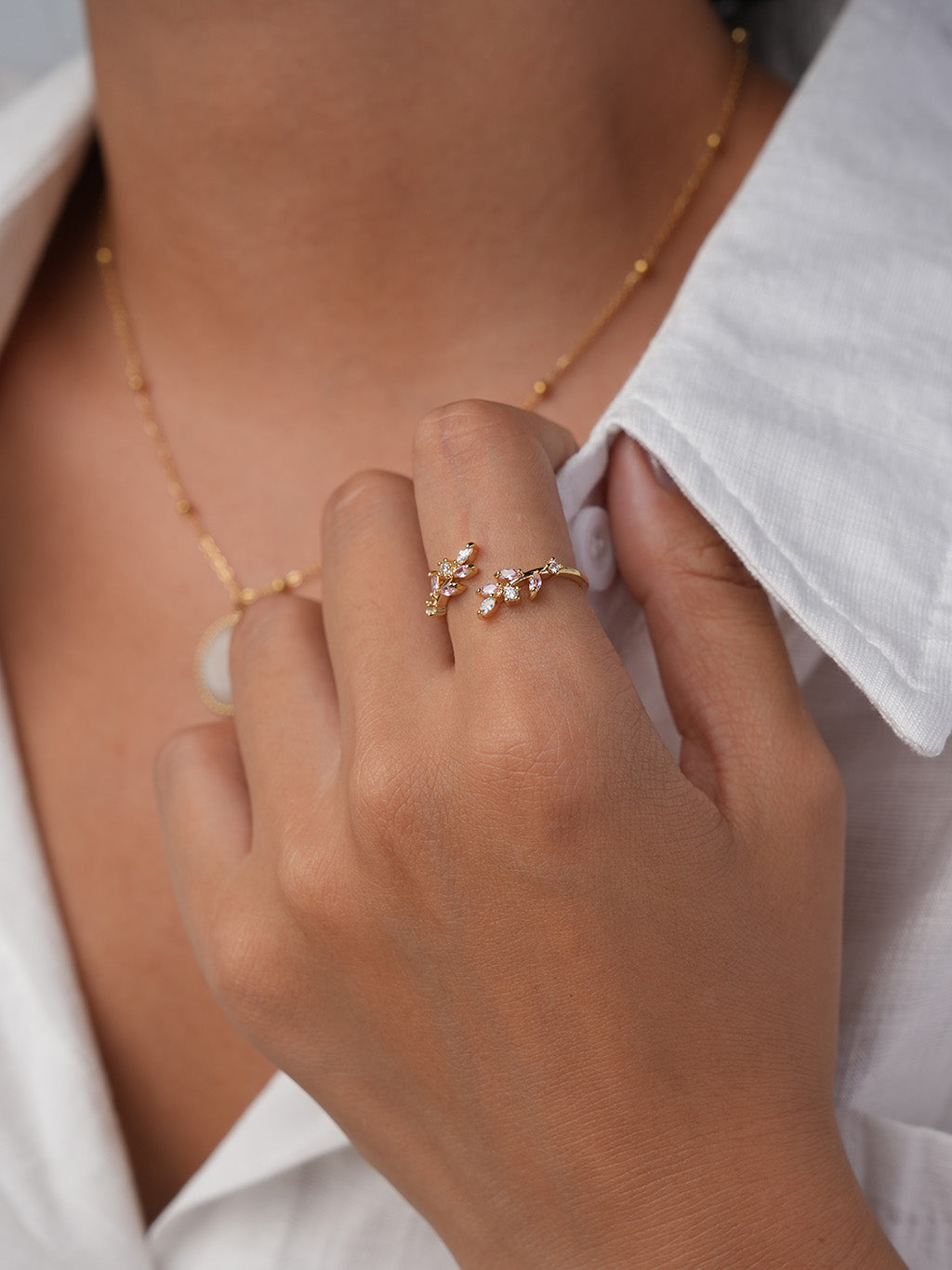 Pink Blossom Ring Gold