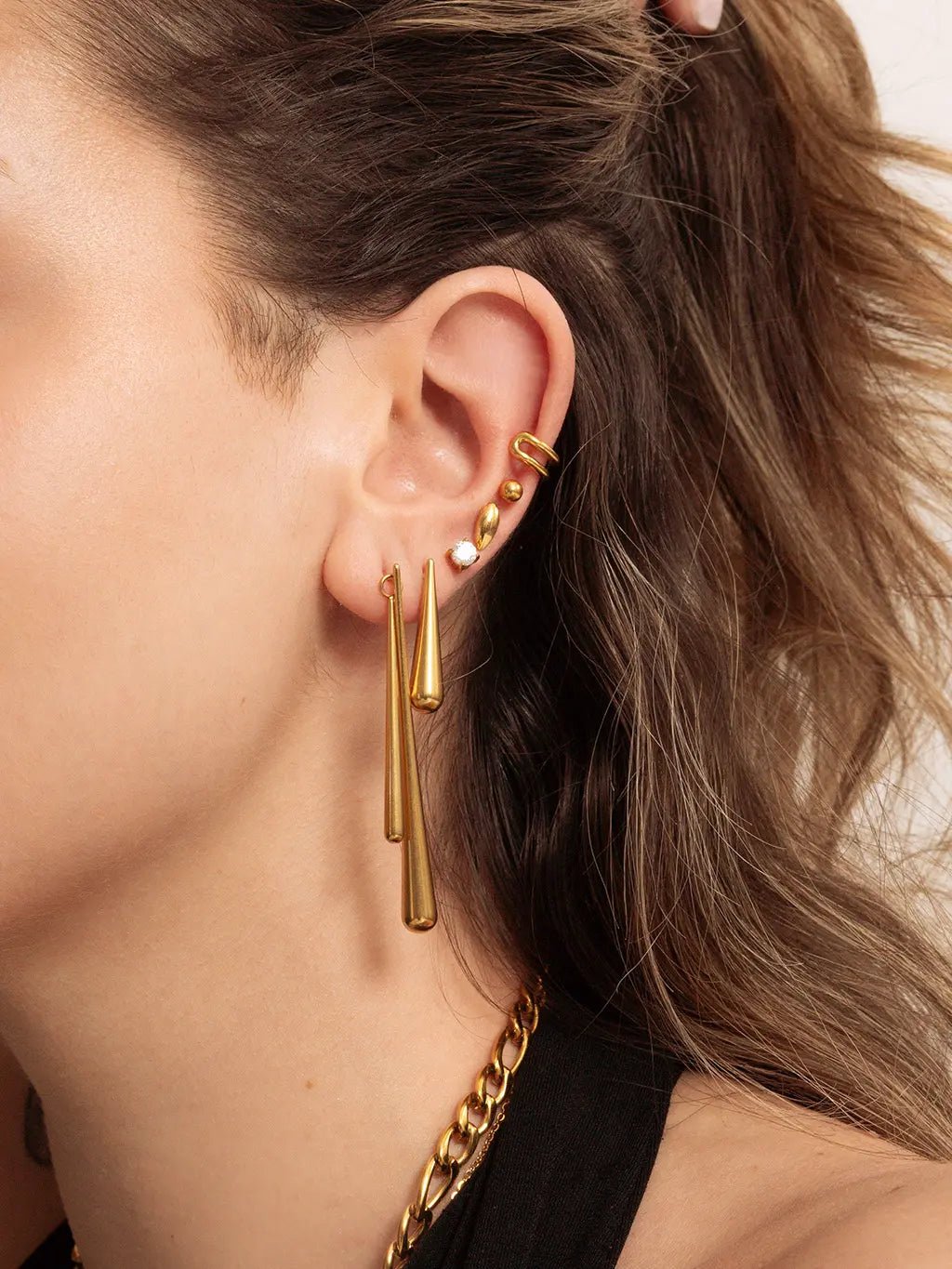 Asymmetrical Water Drop Ohrringe Gold - Dorose | Wasserfester Schmuck, 18K vergoldet