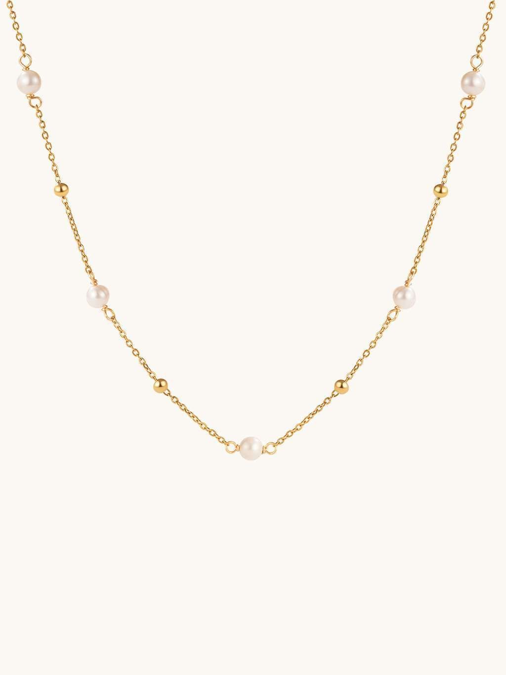 Ball and Pearl Kette Gold - Dorose | Wasserfester Schmuck, 18K vergoldet
