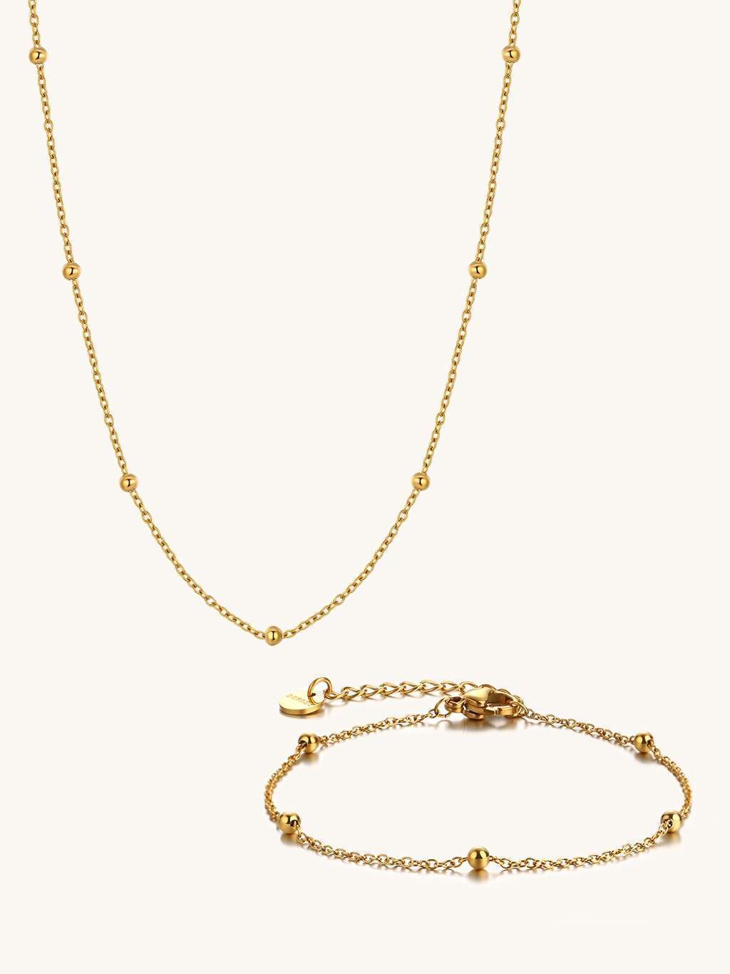 Ball Halskette & Armband Schmuck Set - Dorose | Wasserfester Schmuck, 18K vergoldet