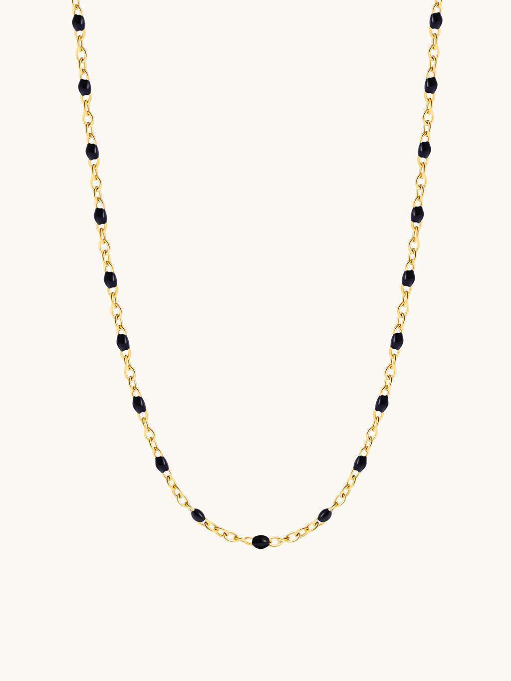 Black Enamel Bead Halskette Gold - Dorose | Wasserfester Schmuck, 18K vergoldet