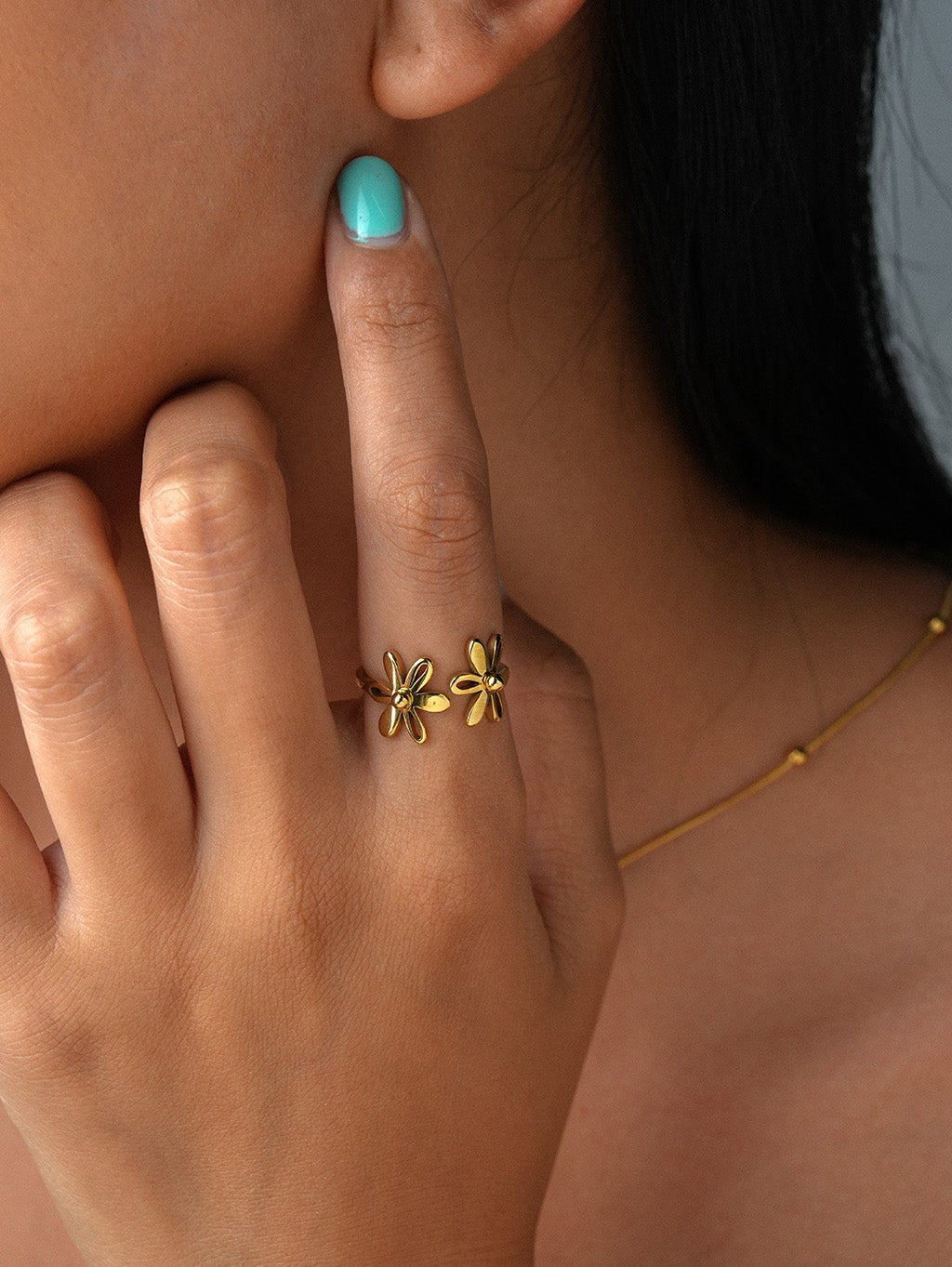 Blumen Ring Gold Minimalistisch - Dorose | Wasserresistent, kein Verfärben