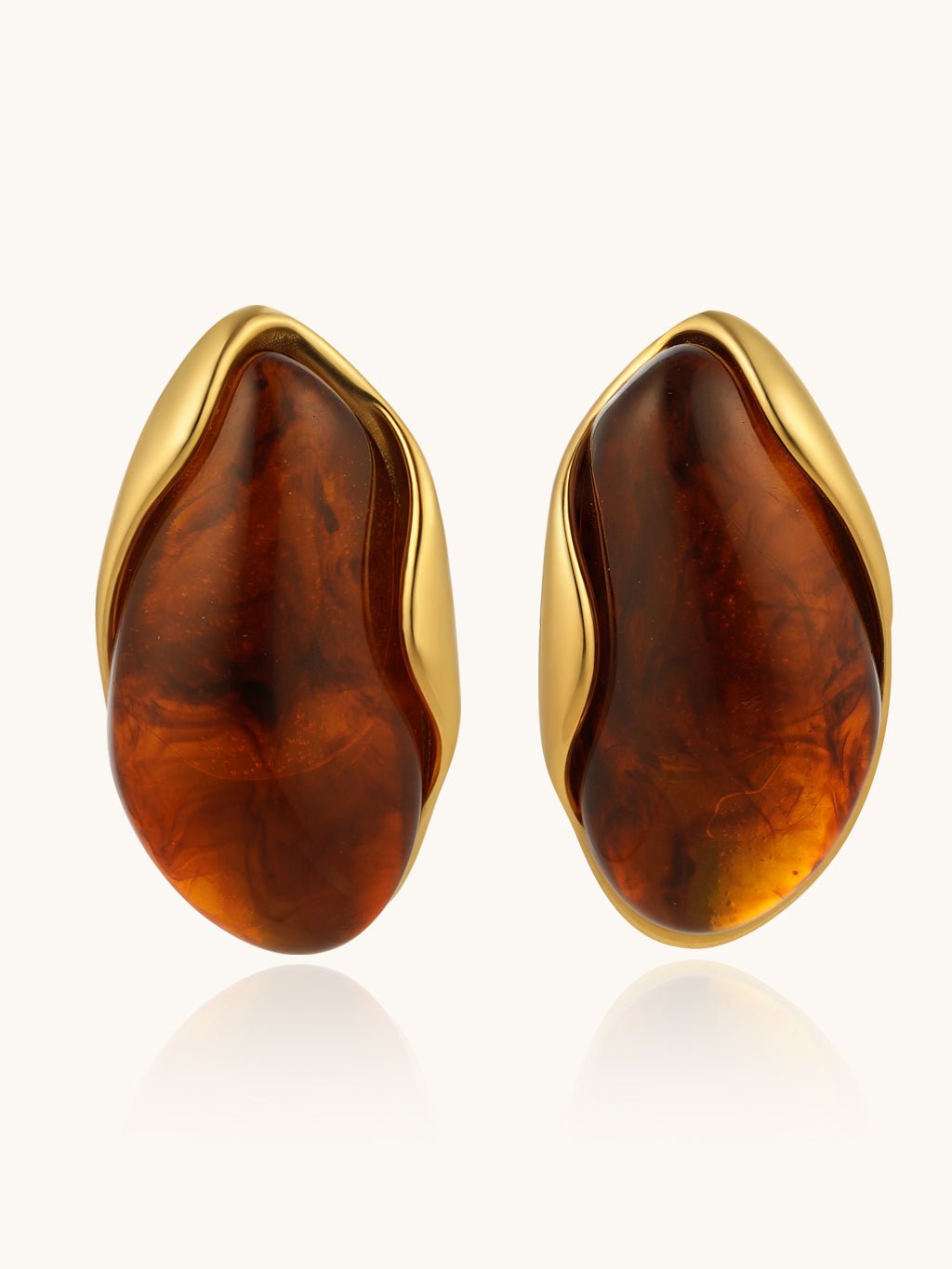 Braun Oval Ohrringe Gold - Dorose | Wasserresistent, kein Verfärben