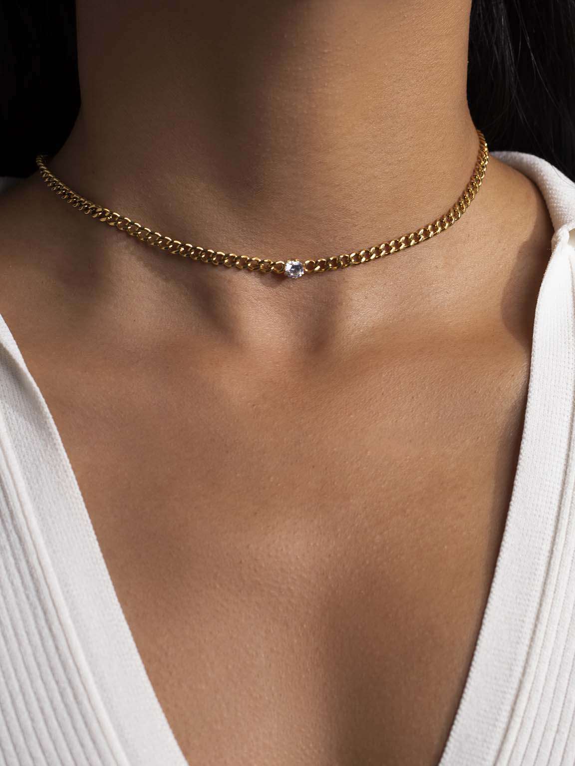Brilliant Curb Kette Gold - Dorose | Wasserfester Schmuck, 18K vergoldet
