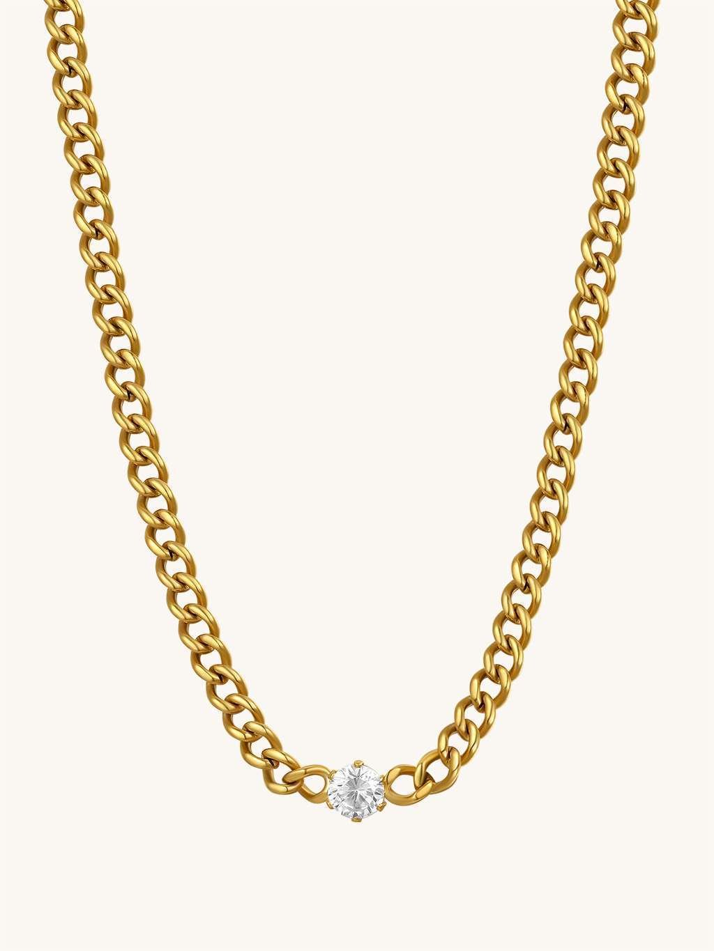 Brilliant Curb Kette Gold - Dorose | Wasserfester Schmuck, 18K vergoldet