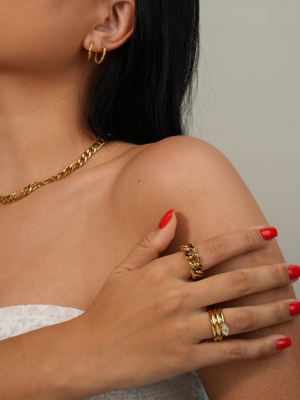 Chain Link Ring Gold 54mm - Dorose | Wasserresistent, kein Verfärben