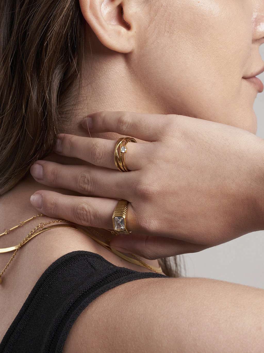 Charming Ring mit Zirkonia Gold - Dorose | Wasserfester Schmuck, 18K vergoldet