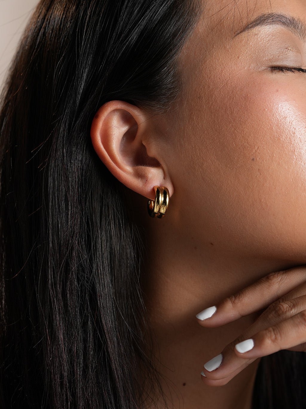 Chunky Double Hoop Ohrringe Gold - Dorose | Wasserresistent, kein Verfärben