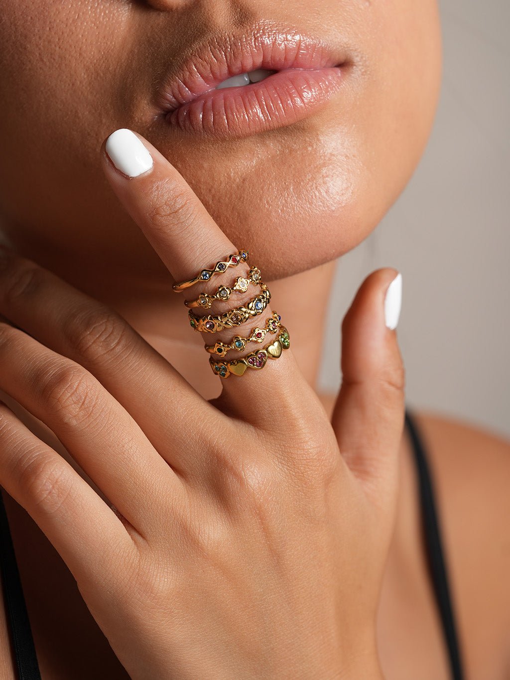Colorful Gemstone Ring Gold - Dorose | Wasserresistent, kein Verfärben