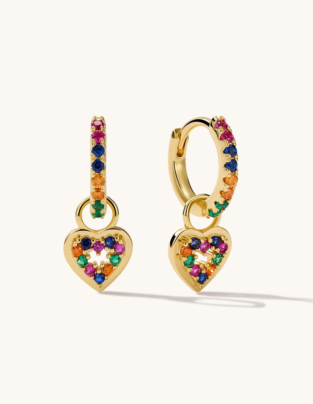 Colorful Heart Ohrringe Gold - Dorose | Wasserfester Schmuck, 18K vergoldet