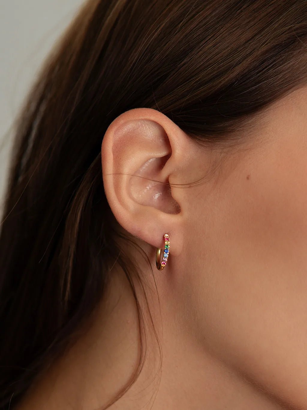 Colorful Hoop Ohrringe Gold 12mm - Dorose | Wasserfester Schmuck, 18K vergoldet
