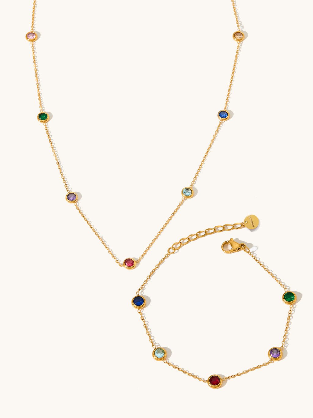 Colorful Kette Armband Orient Zirkonia Gold Schmuck Set - Dorose | Wasserresistent, kein Verfärben