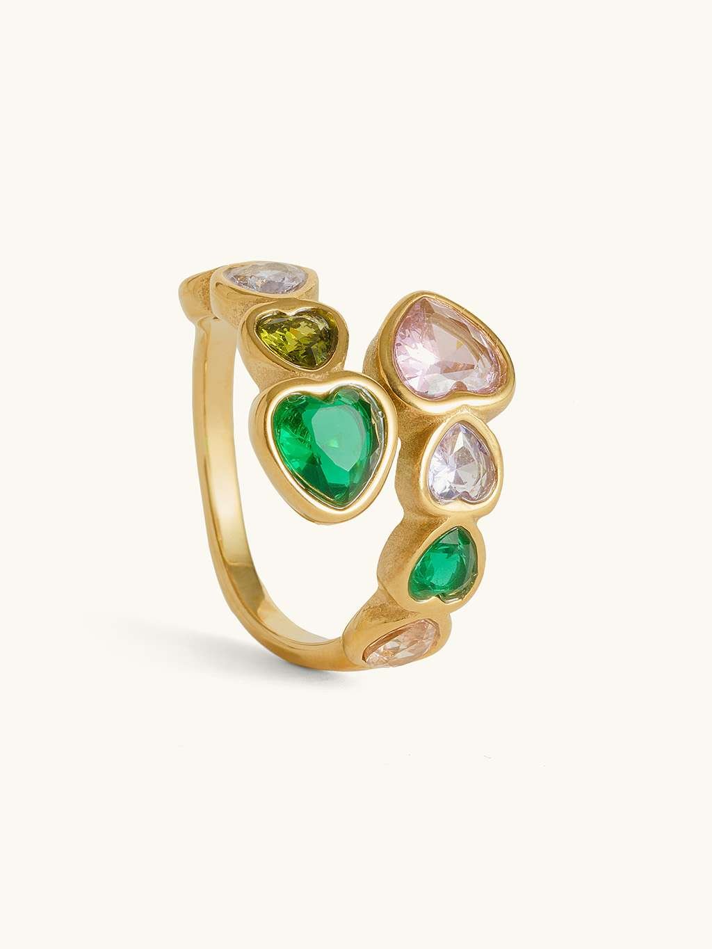 Colorful Love Heart Ring Gold - Dorose | Wasserfester Schmuck, 18K vergoldet