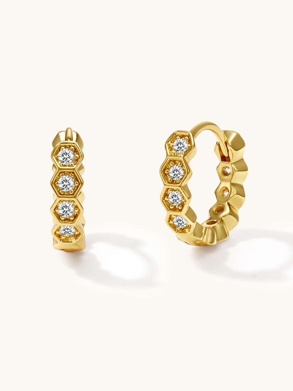 Creolen 6 - eck Sechseck Ohrringe Gold - Dorose | Wasserfester Schmuck, 18K vergoldet