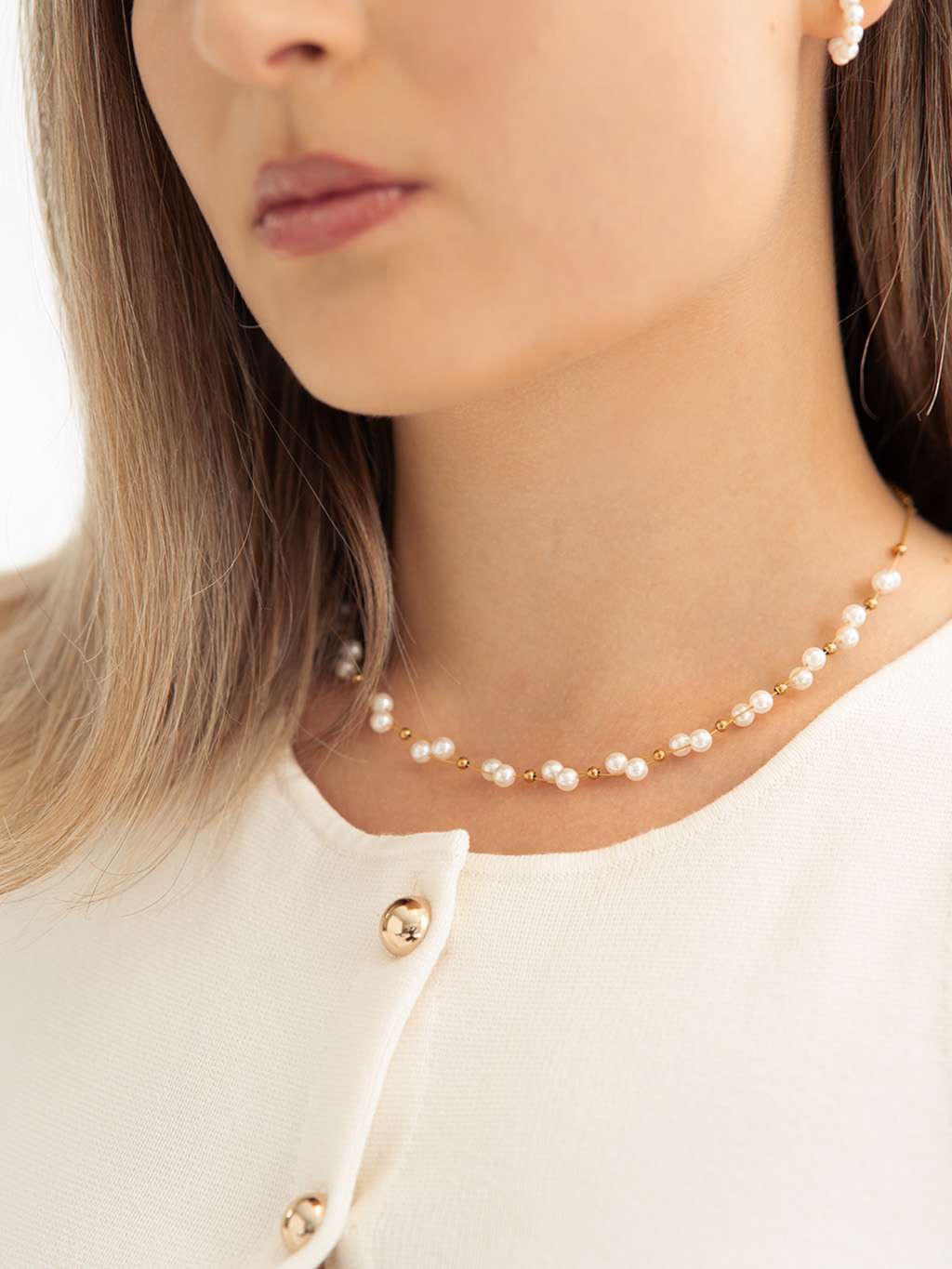 Cross Pearls Kette Gold - Dorose | Wasserfester Schmuck, 18K vergoldet
