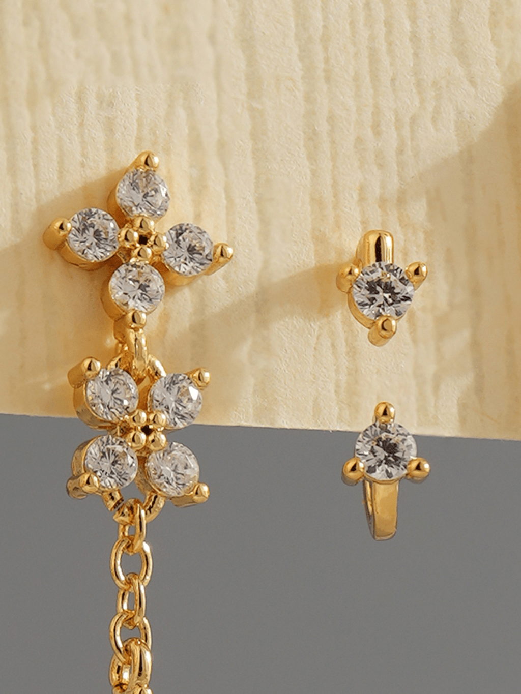 Doppel - Diamant - Ohrstecker Gold - Dorose | Wasserresistent, kein Verfärben
