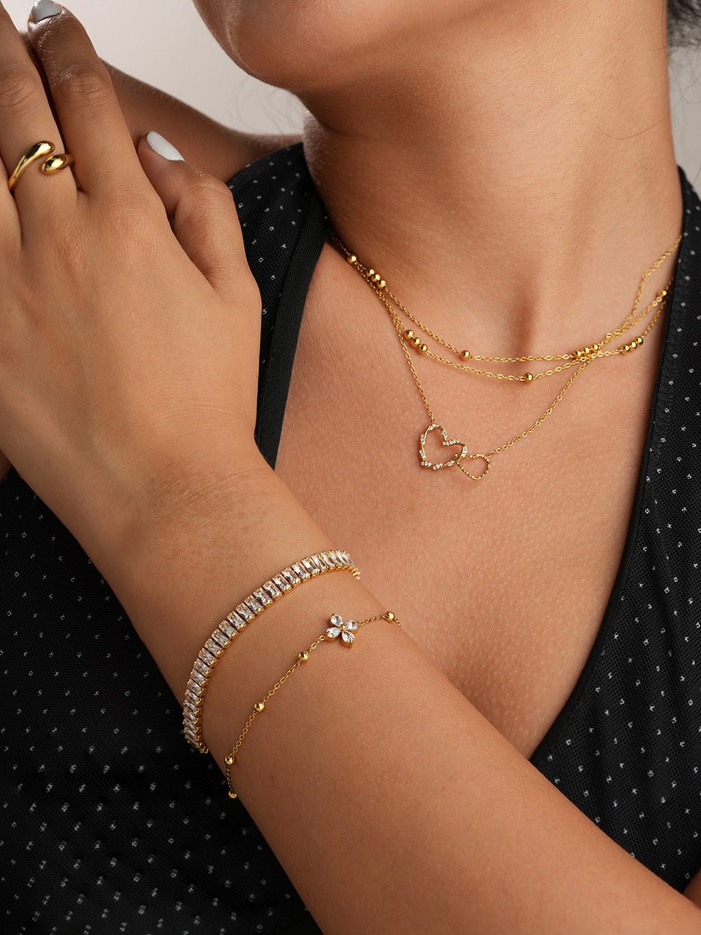 Doppelherz - Begleiter Kette Gold - Dorose | Wasserresistent, kein Verfärben