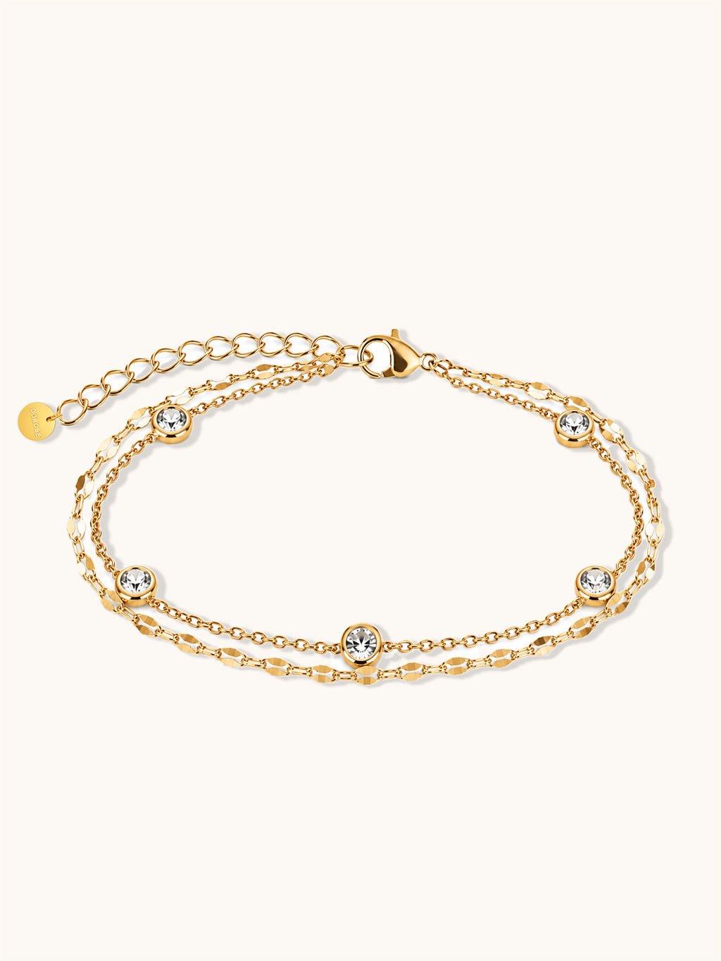 Doppelreihiges Armband Gold mit Zirkonia - Dorose | Wasserresistent, kein Verfärben