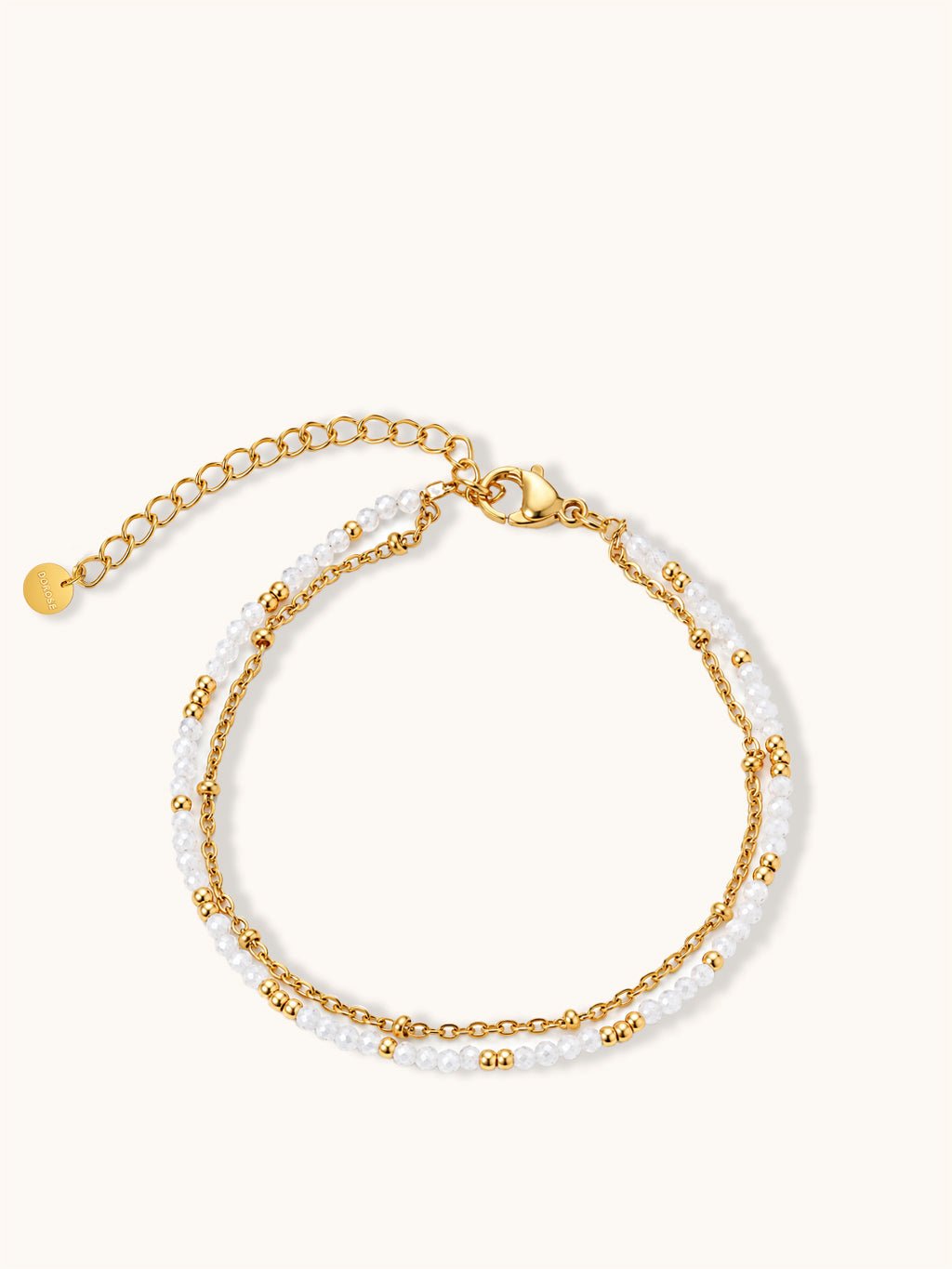 Doppelreihiges Naturstein Armband Gold - Dorose | Wasserresistent, kein Verfärben