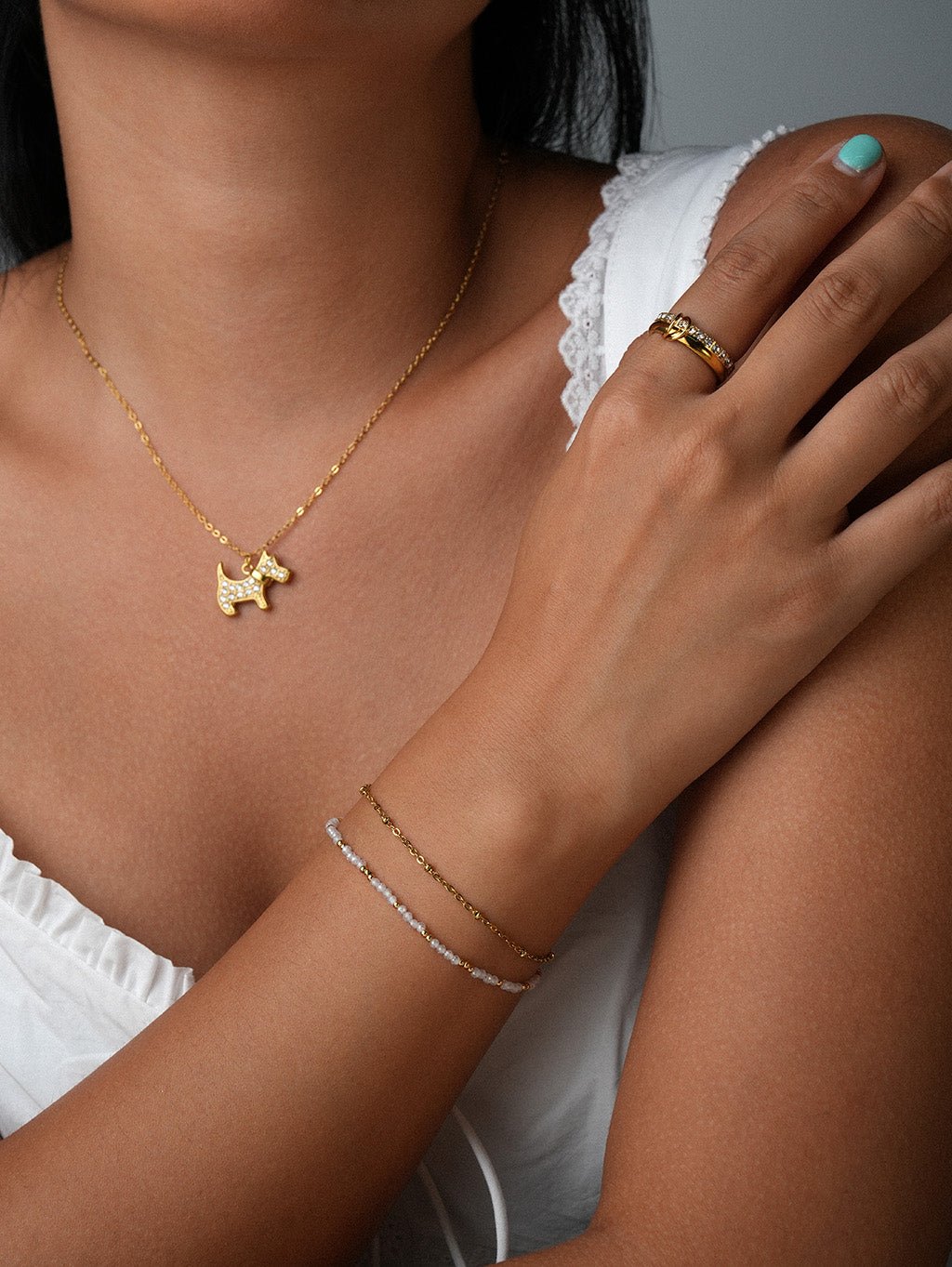 Doppelring Gold mit Zirkonia - Dorose | Wasserresistent, kein Verfärben