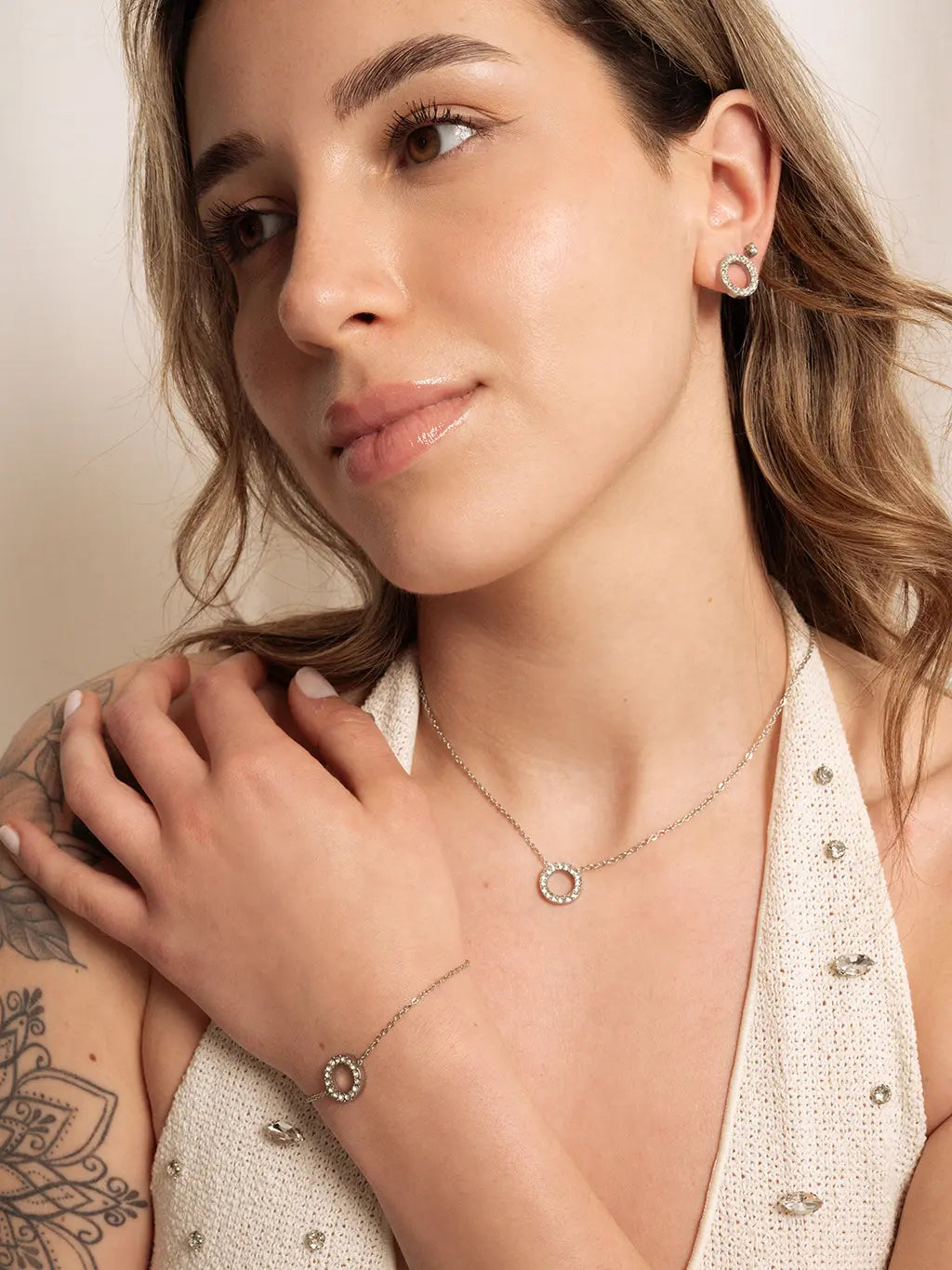 Sparkling Circle Kette Gold & Silber