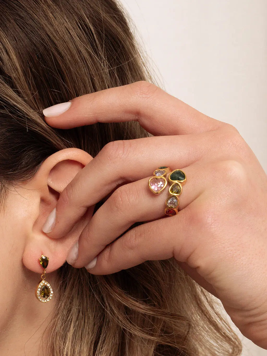 Colorful Love Heart Ring Gold