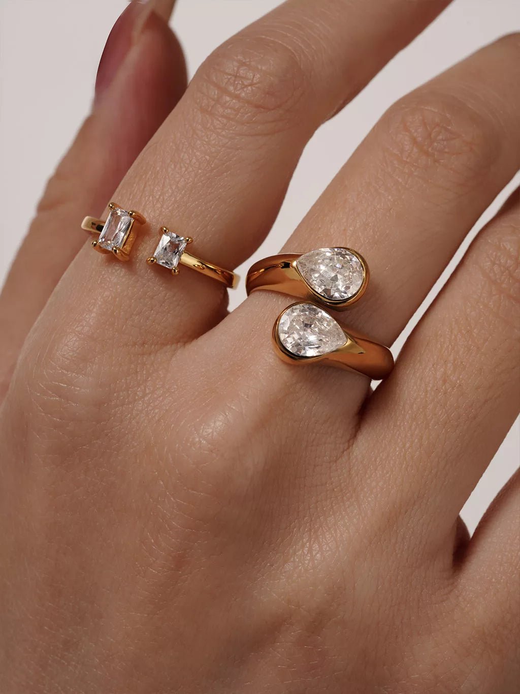 Double Drop Ringe Gold - Dorose | Wasserfester Schmuck, 18K vergoldet
