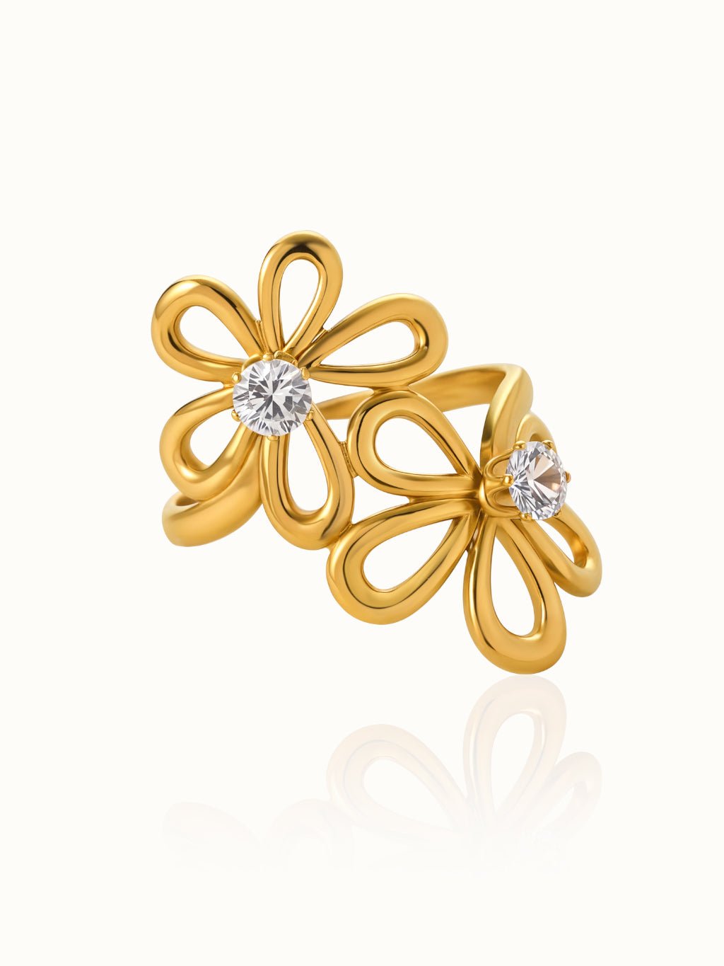 Double Flower Ring Gold 55mm - Dorose | Wasserresistent, kein Verfärben