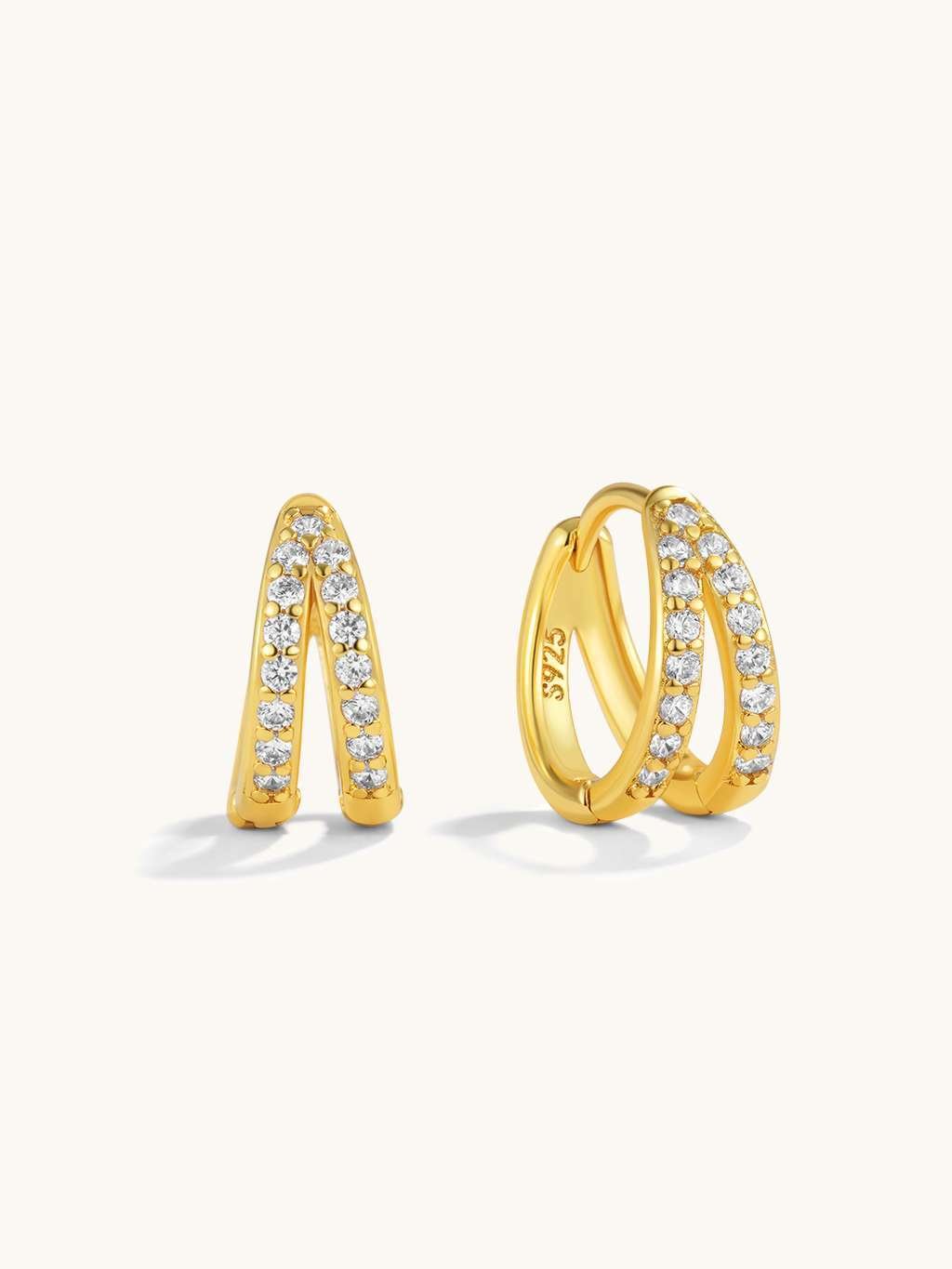 Double Glitter Hoop Ohrringe Gold 10mm - Dorose | Wasserfester Schmuck, 18K vergoldet